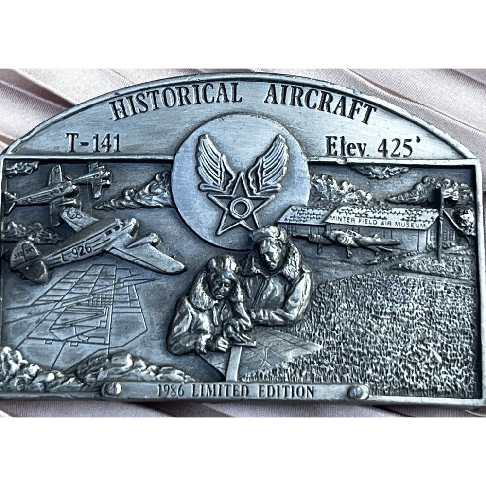 VTG 1986 Historical Aircraft T-141 Belt Buckle Minter Field LE #963/3500 USA